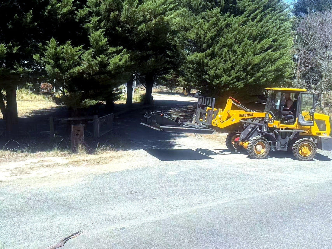 Handymax HM16 Wheel Loader delivered to rural Victoria property - compact 4x4 wheel loader with attachments for farming and construction