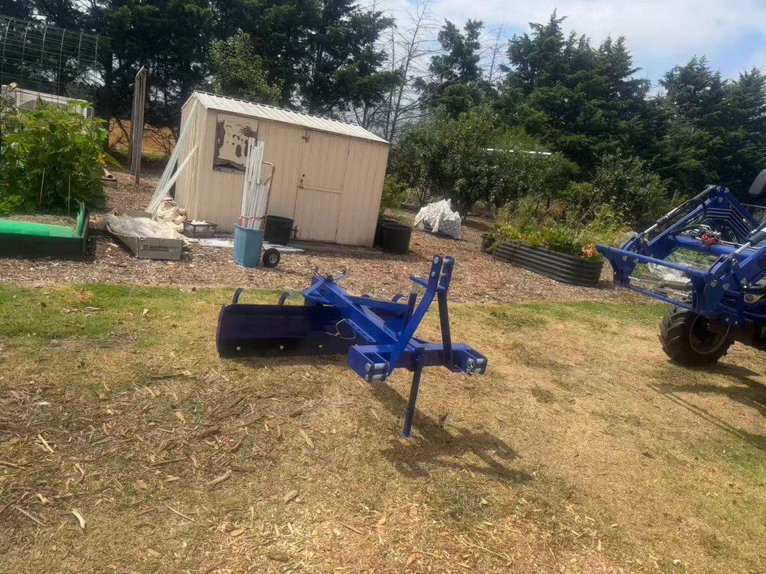 HandyMax | grader blade | Premium 3-point hitch rear grader blade (4-5' wide) attached to compact Ja