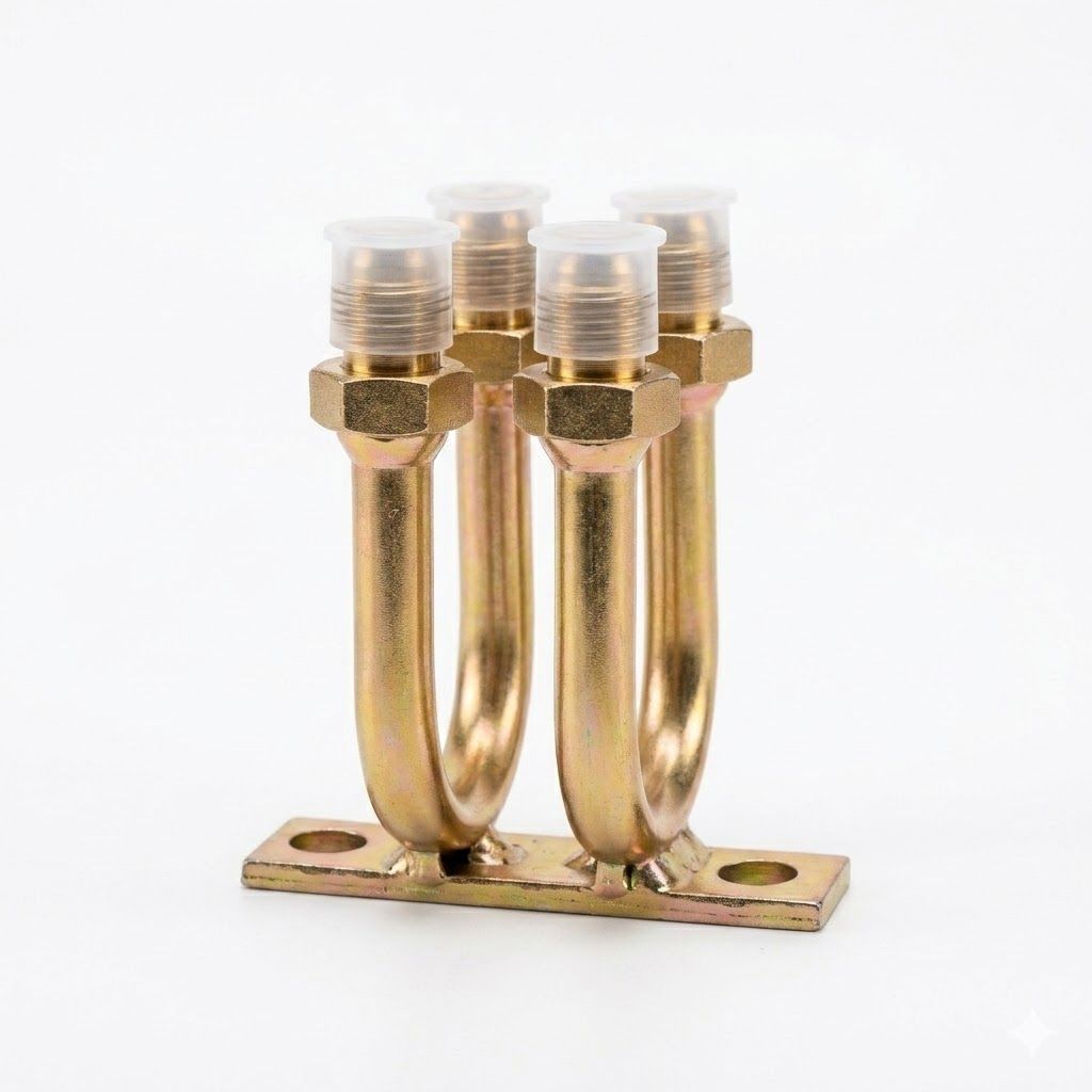 4-way U-bend Yellow Zinc Plated Hydraulic Manifold HandyMax 4-way U-bend Yellow Zinc Plated Hydraulic Manifold - HandyMax