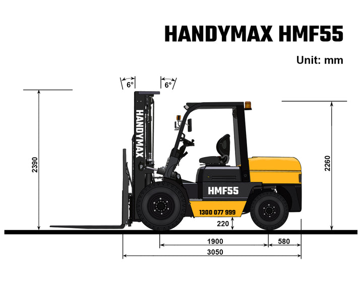 Handymax Diesel 5.5 Tone 5500kg Lift Forklift HMF55